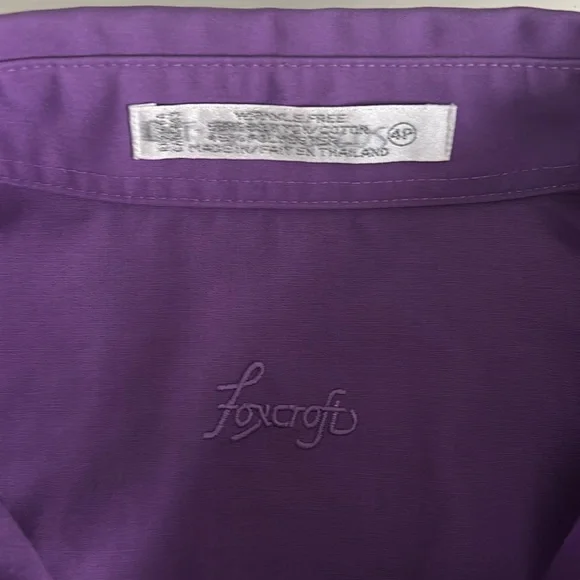 Foxcroft Non-Iron Button-Up Purple Shirt Size 4P - Picture 7 of 8